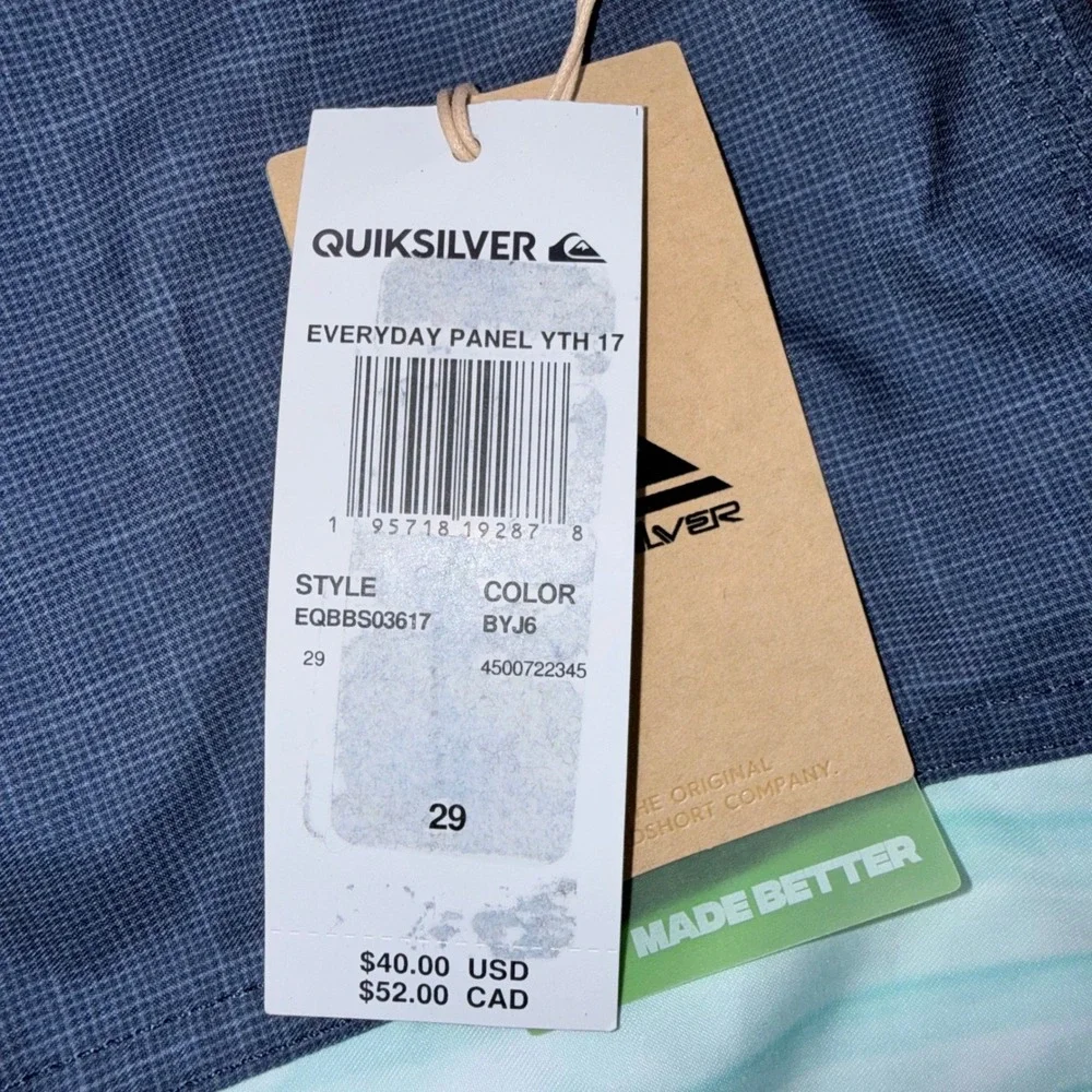 Quicksilver Boys 29 18 Blue Dry Flight Board Shorts NWT